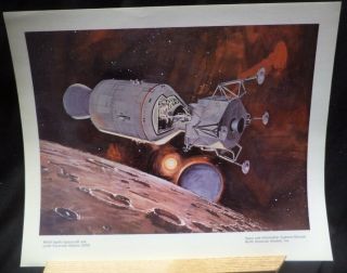 Apollo Nasa Spacecraft & Lunar Excursion Module Lem In Orbit Spaceflight Poster