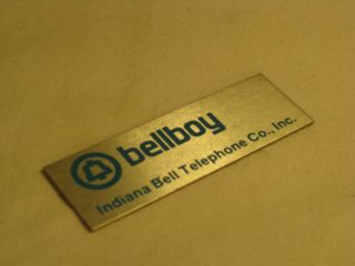 Vintage Indiana Bell Telephone Co.  Bellboy Metal Sticker Tag Phone Badge Emblem