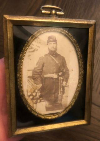 Armed Gun & Sword Civil War Confederate Soldier Cdv? Photograph Macon City Back