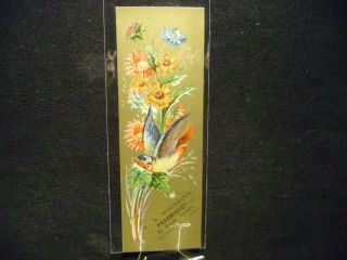 Victorian Scrap 9693 - Bookmark - Blue Bird And Flowers