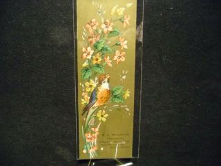 Victorian Scrap 9690 - Bookmark - Blue Bird And Pink Flowers