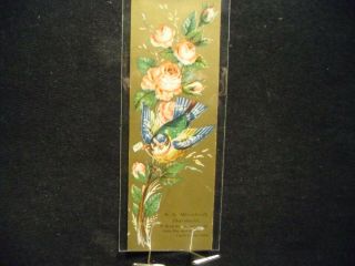 Victorian Scrap 9686 - Bookmark - Blue Bird And Roses