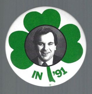 Chicago Mayor Richard M.  Daley Irish Good Luck Clover Picture Lg Campaign Button