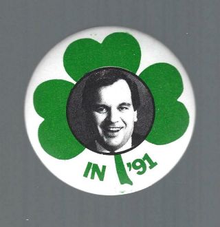 Chicago Mayor Richard M.  Daley Irish Good Luck Clover Picture Sm Campaign Button