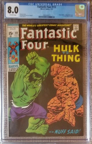 Fantastic Four 112 Cgc 8.  0 Classic Hulk Vs Thing.