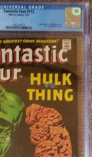 Fantastic Four 112 CGC 8.  0 Classic Hulk vs Thing. 3