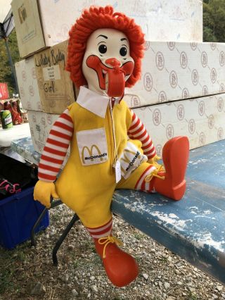 Vintage Ronald Mcdonald Plush Doll 21 " Hasbro 1978 Clown With Whistle