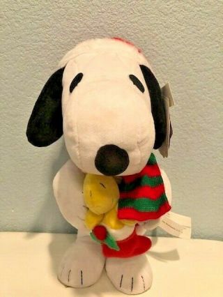 Snoopy Santa Dancing Musical Plush Woodstock Peanuts With Hang Tags