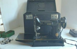 Singer Featherweight 221 Sewing Machine 1951 Centennial W Case & Acc Ak 422008