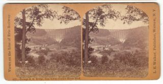 Stereoview: Views On The Line Of The Erie Railway.  Timber Bridge By L.  E.  Walker