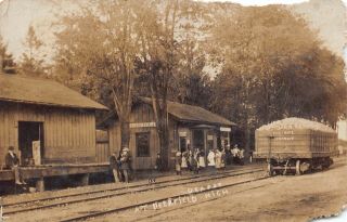 Real Photo Postcard Railroad Train Station Depot In Deerfield,  Michigan 125047