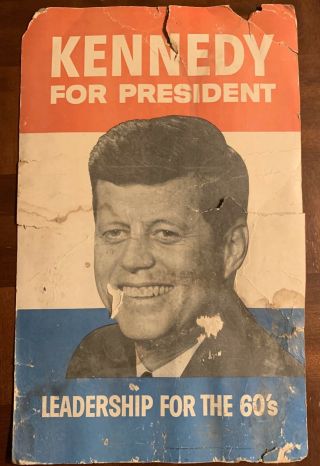 President Kennedy Vintage Campaign Poster 1960s Kennedy For President