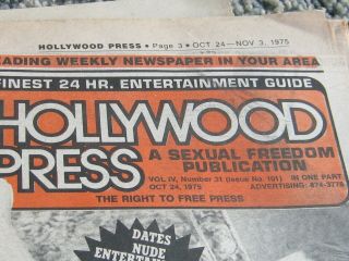 Hollywood Press.  October 24,  1975.  Rocky Horror Show,  Bruce Springsteen
