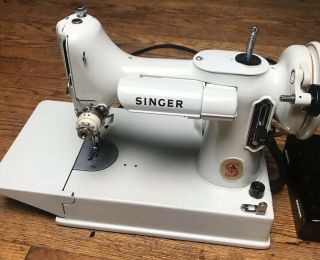 Singer 221k White Featherweight Sewing Machine 1968 No Case