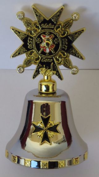 Knights Hospitaller St John Malta.  Amalfi Shiny Nickle Bell Black/gold Boxed
