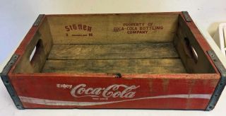 Wooden Coca Cola Crate - Signer Cincinnati Ohio 1986
