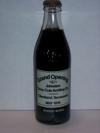 10 Oz Coca Cola Commemorative Bottle - 1976 Grand Opening Johnston Ccbc