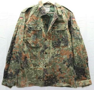 German Flecktarn Shirt Jacket W Zipper Size 100 Gr8 23sl Us Med W Patches E9277
