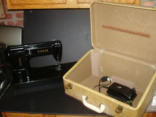 Vintage Black Singer Sewing Machine 301a Na234199 W Case & Foot Pedal