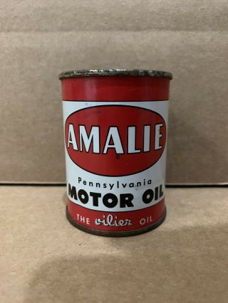 Vintage Amalie Pennsylvania Motor Oil Tin Can Bank Gas Garage Sign 2