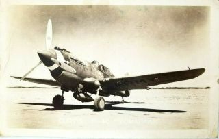 Curtiss P - 40 Tomahawk Ww2 War Army Fighter Plane 1943 Posted Rppc Postcard