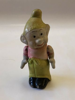 Disney Snow White & The 7 Dwarfs Dopey Bisque Figurine Nodder Foreign 4” 1930s