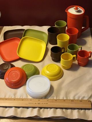Vintage Tupperware Child Toy Mini Harvest Pitcher,  Tumblers,  Mugs,  Bowls,  Plates