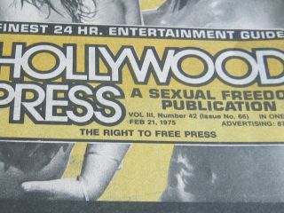 Hollywood Press.  Feb.  21,  1975.  Sirhan,  Linda Ronstadt,  Bob Dylan