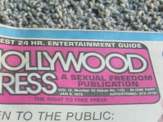 Hollywood Press.  January 9,  1975.  Burt Reynolds,  Sha Na Na,  Hefner