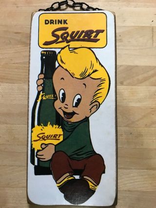 Vintage Squirt Boy Soft Drink Wooden Plaque
