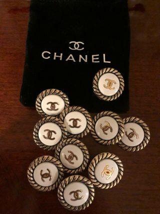 Chanel Cc Metal Logo Large Buttons.  Set Of 10,  24 Mm