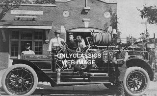 1914 Danville Il Fire Department Truck - Mascot Bulldog Photo - Fireman - Americana