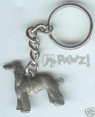 Afghan Hound Dog Fine Pewter Keychain Key Chain Ring