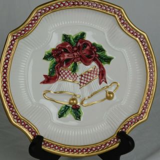 Fitz And Floyd Collectible Christmas Cookie/canape Plate Holiday Bells Winter