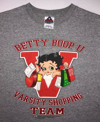 Womens S 2003 Betty Boop University Varsity Shopping Team Funny Cartoon T - Shirt