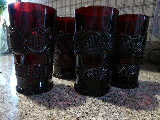 Avon Cape Cod Ruby Red Glass Set Of 4 Tumbler Drinking Cups 1023b Lovely Perfect