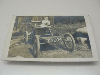 1910 Real Photo Postcard Girl Old Car Postmarked Uss Maryland San Francisco