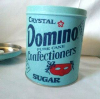 Crystal Domino Pure Cane Sugar Tin Vintage Kitchen Collectible 5.  5 