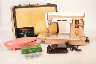 1956 Singer 301a Slant Needle Portable Sewing Machine Foot Pedal Accessories