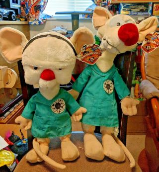 Animaniacs - Pinky & The Brain - Plush Stuffed Toy - Acme Lab Coats 1997 Wb Tags