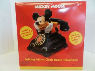 Vintage Disney Mickey Mouse Talking Alarm Clock Radio Telephone Phone