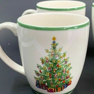4 Christopher Radko Traditions Holiday Celebrations Christmas Tree Mugs 4 Inch