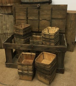 Vintage Wood Strawberry Crate,  Wood Baskets,  Two Wood Dividers,
