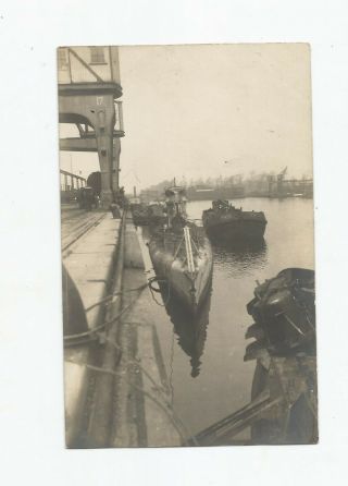 Wwi Rppc Of German U Boat At Dock