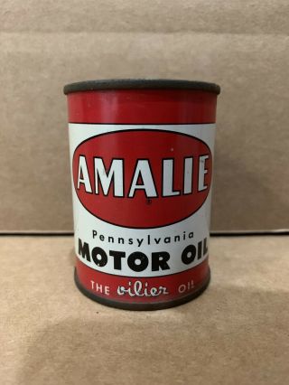 Vintage Amalie Pennsylvania Motor Oil Tin Can Bank Gas Garage Sign 1