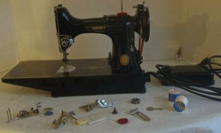 Vintage Singer Featherweight 221 Sewing Machine 1952 With Case & Acc Al 002842