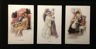 B Set Of 3 Bessie Pease Gutmann Postcards Debutante,  Bride,  Mother