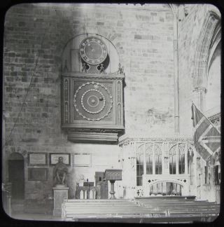 Glass Magic Lantern Slide Exeter Cathedral Clock In N Transept C1890 Photo