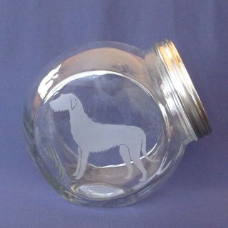 Etched Irish Wolfhound Glass Treat Jar