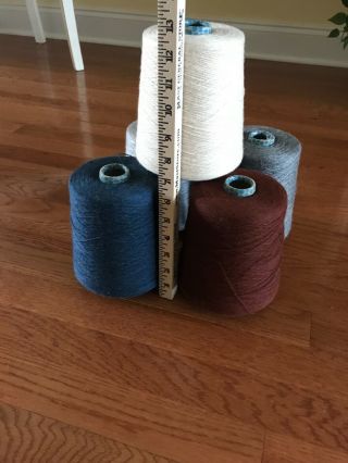 Warp Thread For Weaving Loom.  Ivory,  Gray,  Blue,  Burgundy,  Dark Grey (5 Rolls)